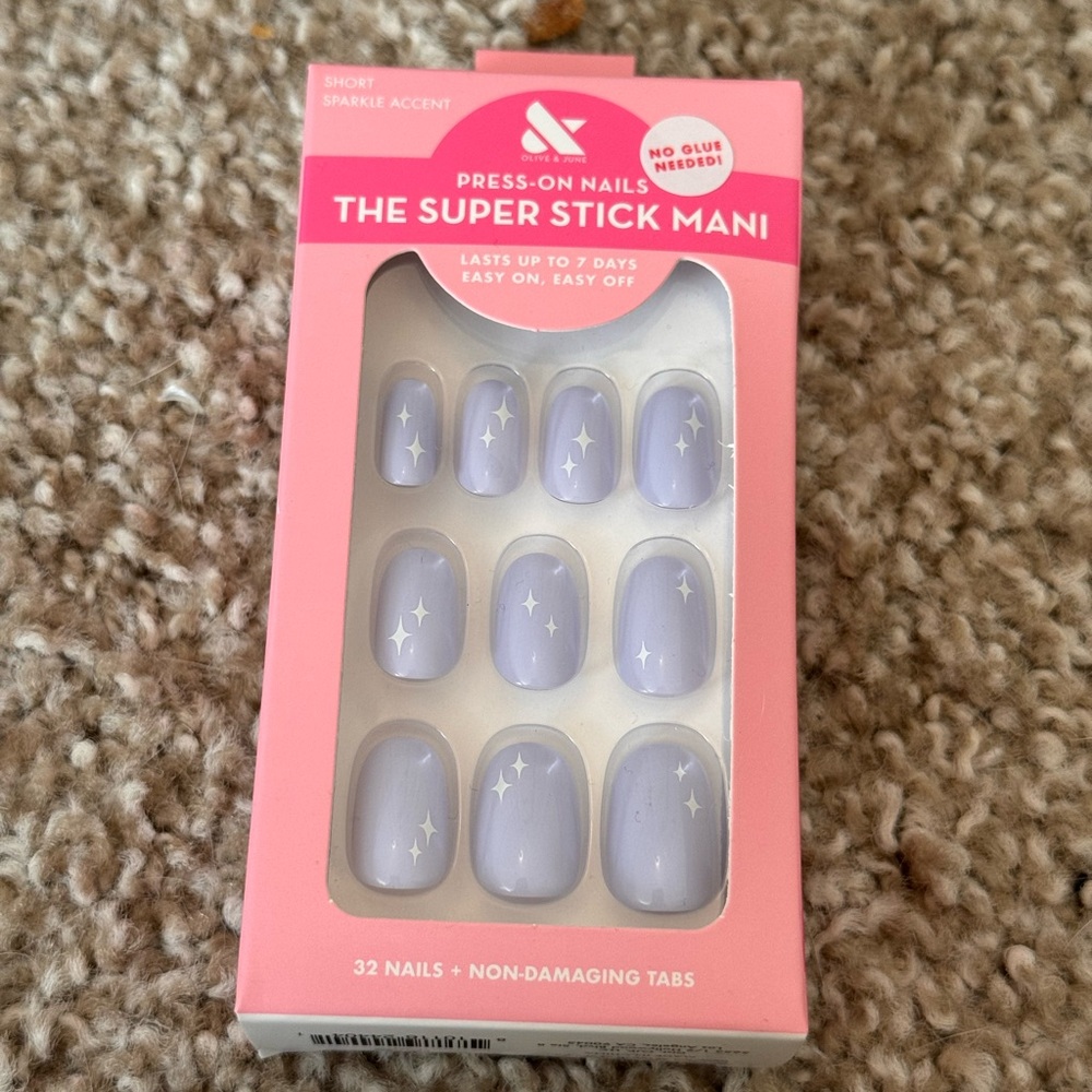 The Super Stick Mani Press-On Nails - Blue Sparkle